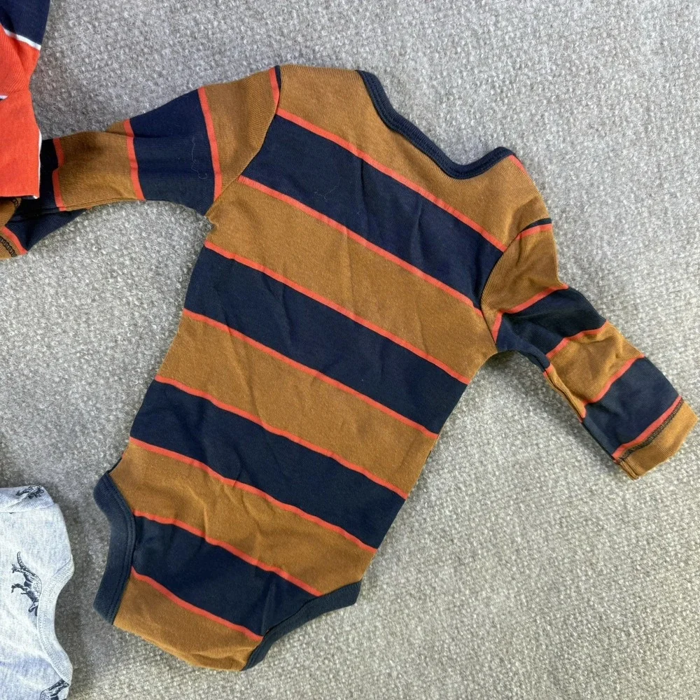 Carters Long Sleeve Bodysuits 4 Pack NWT Size 3 Months Dinos & Stripes